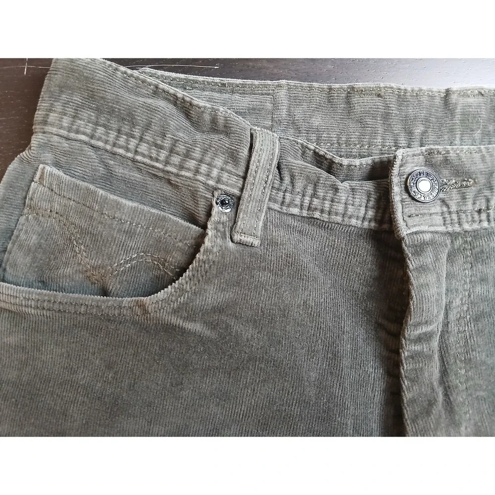 LeVi's Jeans‎ 29x33 Black Label Silver Tag Army Green Corduroy Distressed #437C